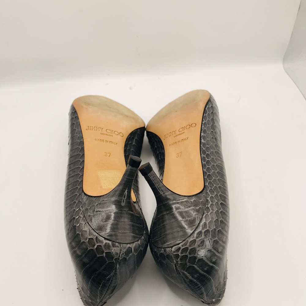 Jimmy Choo Gray Pointed-Toe‎ Kitten Heel Pumps - Picture 10 of 12